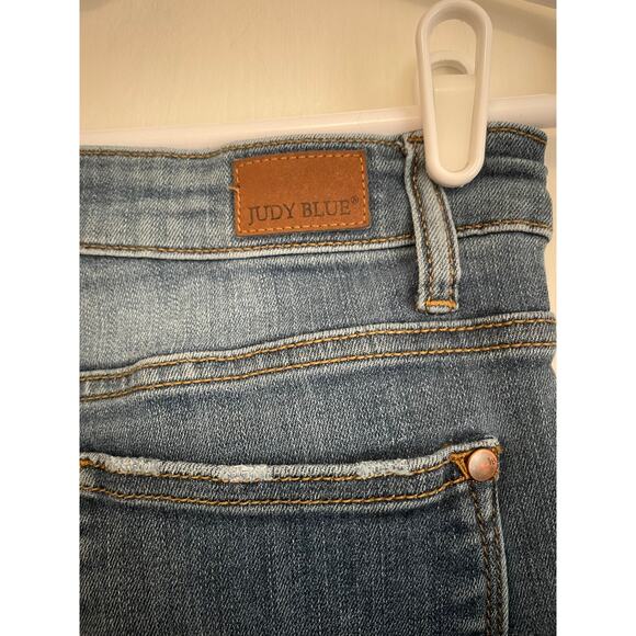Judy Blue Relaxed Fit Jeans pockets stretch logo distressed ankle Size 7/28 - Picture 4 of 8